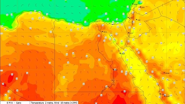 صورة لخريطة الأرصاد