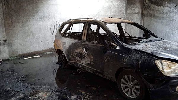 حريق جراج سيارات