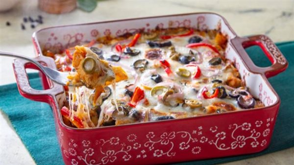 مكرونة بيتزا بالدجاج