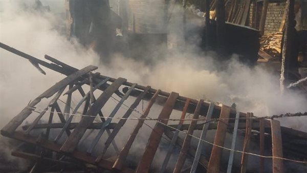 حريق مخزن خشب بأشمون