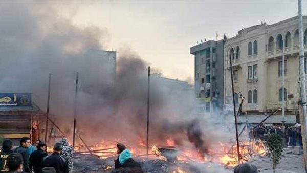 حريق محيط مسجد السيدة