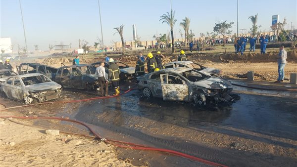 حريق خط غاز طريق