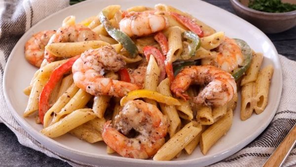 مكرونة بالجمبري زي