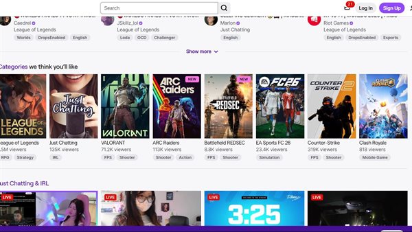 إنشاء حساب تويتش