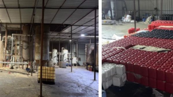 ضبط مصنع غير مرخص لإعادة تدوير زيوت السيارات في الجيزة