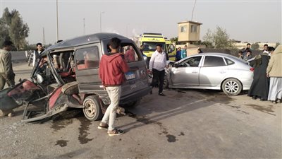 حادث تصادم سيارتين ملاكي وسوزوكي في الخانكة