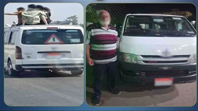  ضبط سائق ميكروباص سمح لركاب بالجلوس فوق سقف السيارة